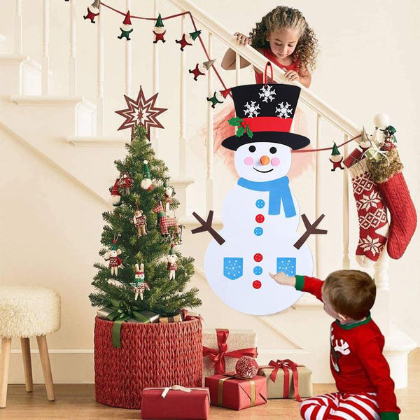 Felt Christmas Snowman Set DIY Hanging Decoration Kit 54Pcs Detachable Ornaments