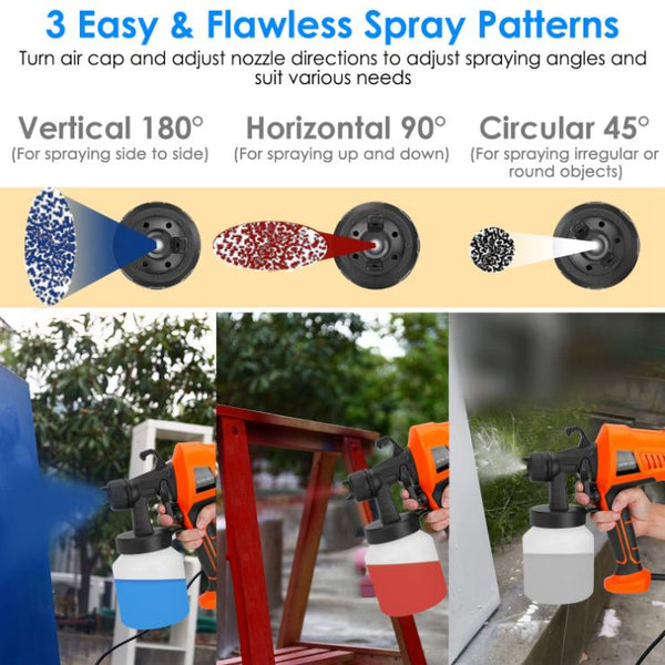 700W Electric Paint Sprayer Handheld HVLP Spray Painter Painting Spray Gun For Fences Brick Walls w/ 3 Spray Patterns 800ML Detachable Cup