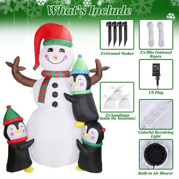 5.9FT Christmas Inflatable Outdoor Decoration Snowman Penguin Blow Up Yard Decoration