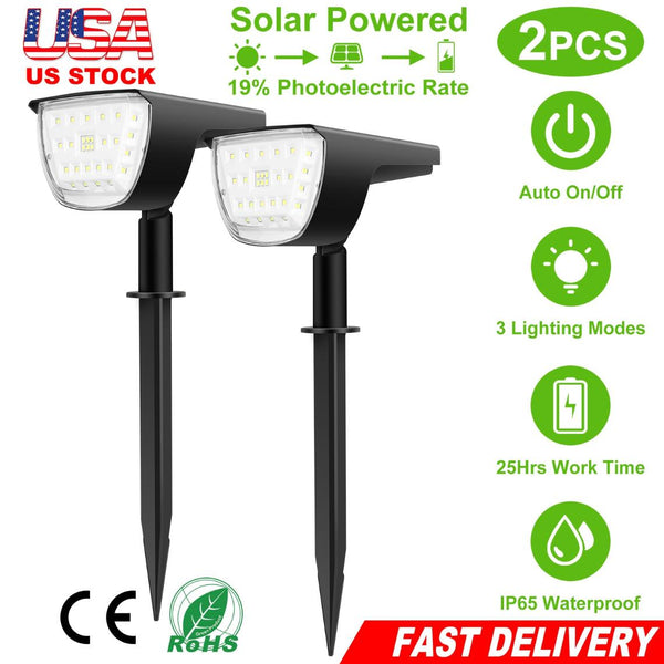 Solar Landscape Spotlights Waterproof Lights Auto On/Off Solar Powered Security Wall Lights