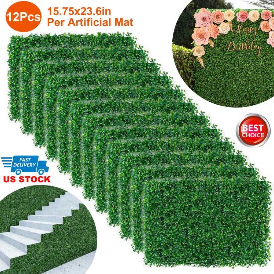 12Pcs Artificial Boxwood Topiary Hedge Plant Grass Backdrop Fence Privacy Screen Grass Wall Decoration For Balcony Garden Fence