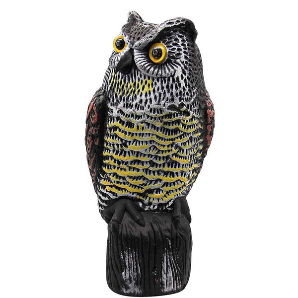 Solar Powered Owl Decoy with Flashing Eye Hoot Sound Infrared Sensor Scare Bird Squirrel Away Pest Repellent Bird Deterrent Outdoor Garden Yard Protec