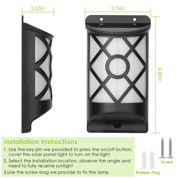 Flame Solar Light Outdoor Flickering Flame Wall Mount Lamp Auto On Off Sensor Landscape Night Lamp