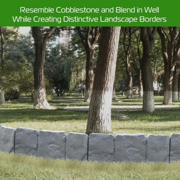 20 PCS Cobbled Stone Border Edging Effect Plastic Garden Lawn