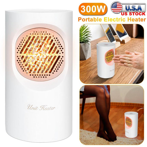 300W Mini Heating Unit Portable Electric Small Heater Fan Portable Floor Desktop