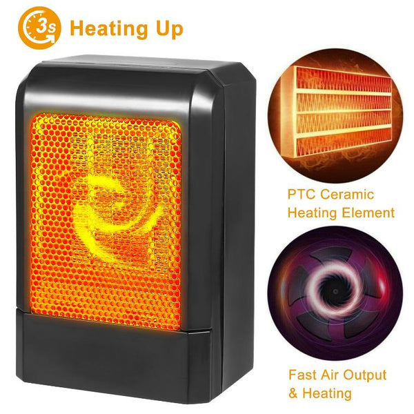 500W Portable Electric Heater PTC Ceramic Heating Fan Space For Personal Use