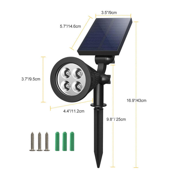 2 Pack Solar Spotlight Outdoor Dusk To Dawn Light Wall Path Lawn Garden Lamp