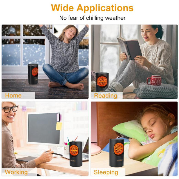 300W Mini Heating Unit Portable Electric Small Heater Fan Portable Floor Desktop