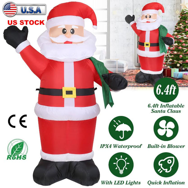 Inflatable Christmas Santa Claus Blow-up Light-up LED Waterproof Christmas Lawn Outdoor 6.4ft
