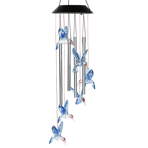 Solar Wind Chime Lights Hummingbird Decorative Lamp 7 Color Changing