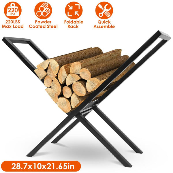 Firewood Log Rack 220LBS Steel Wood Lumber Storage Stacking X Shape Holder