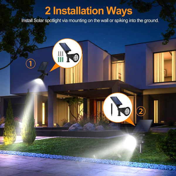 2 Pack Solar Spotlight Outdoor Dusk To Dawn Light Wall Path Lawn Garden Lamp