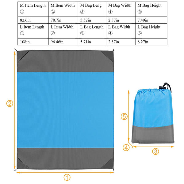 Sand Proof Picnic Blanket Water Resistant Camping Beach Mat 4 Anchors 2-3 People
