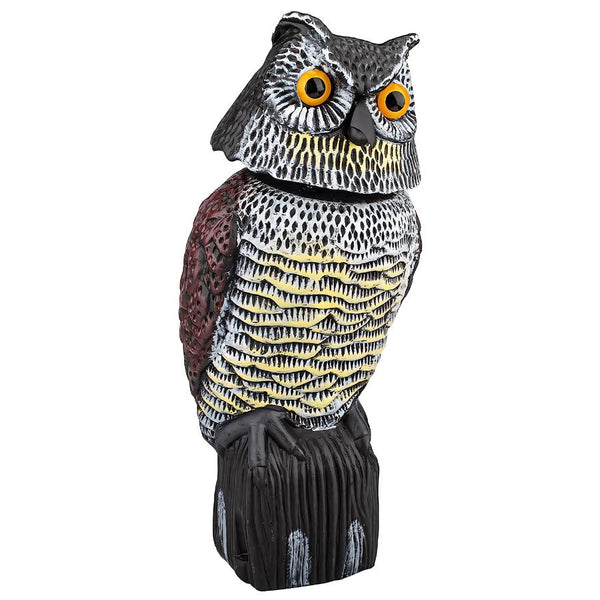 Lifelike Owl Decoy with 360 Degree Rotatable Head Scare Bird Squirrel Away Pest Repellent Bird Deterrent Outdoor Garden Yard Protector