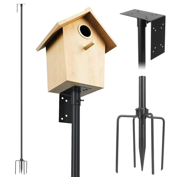 Bird House Pole Kit Stand Stake Adjustable Height Bird Feeder Lawn Mount Perch