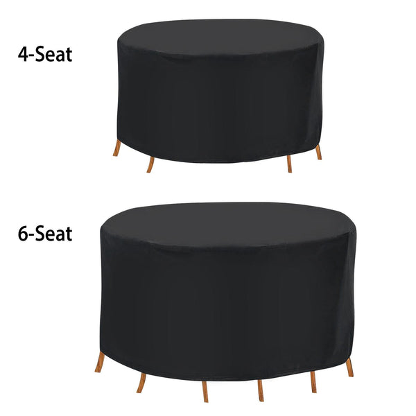 91x43in Circular Table Cover 6-Seat UV Water Resistant Outdoor Furniture Protector For Small Round Table Chairs Set