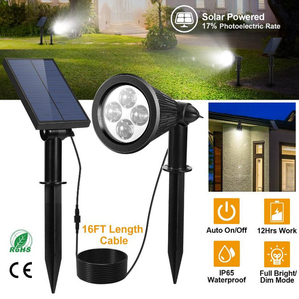 Solar Powered Spotlight Dusk To Dawn Light Wall Path Lawn Garden Lamp Waterproof