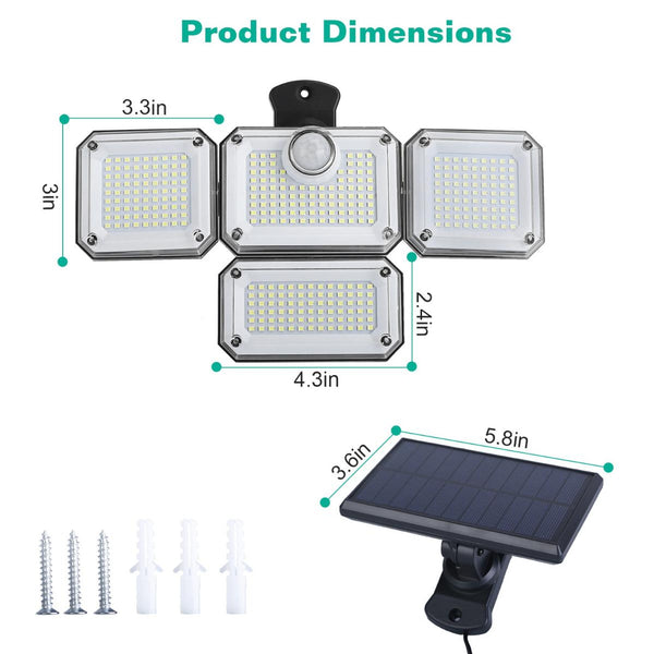 2 Pack Solar Powered Wall Lights IP44 Waterproof Motion Sensor Lamps Separate Solar Panel