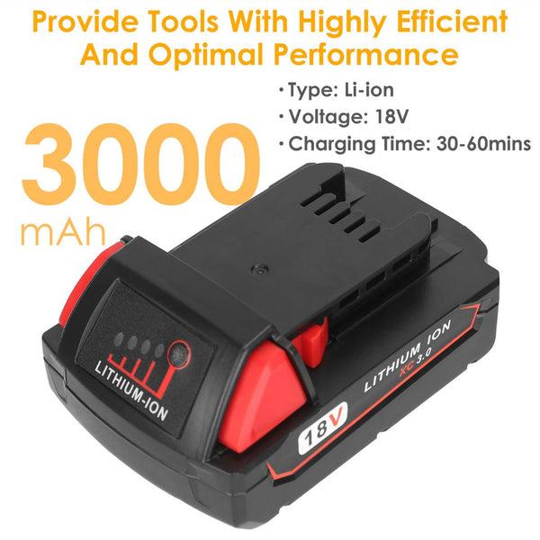18V Battery Replacement Compatible with Milwaukee M18 Cordless Power Tool Lithium Battery