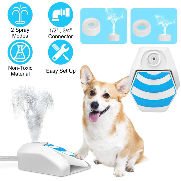 Outdoor Dog Water Fountain Dog Sprinkler Paw Push Drinking Step-on Hose System