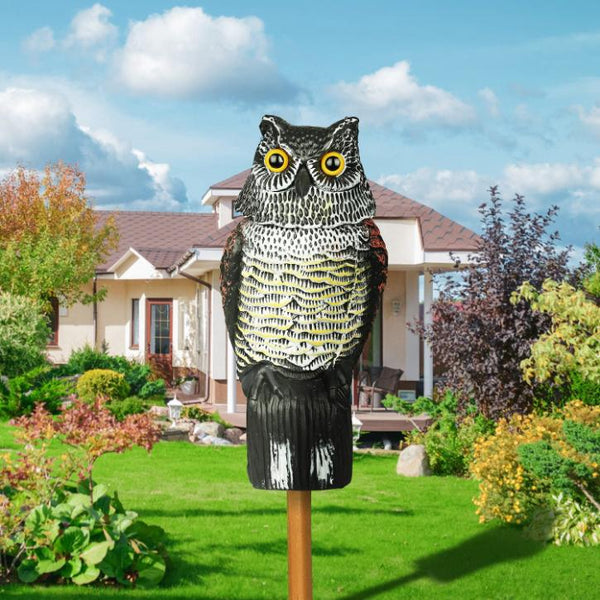 Lifelike Owl Decoy with 360 Degree Rotatable Head Scare Bird Squirrel Away Pest Repellent Bird Deterrent Outdoor Garden Yard Protector