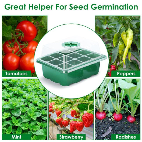 10Pcs Seed Starter Tray Kit Reusable Seeding Propagator Growing Germination Tray