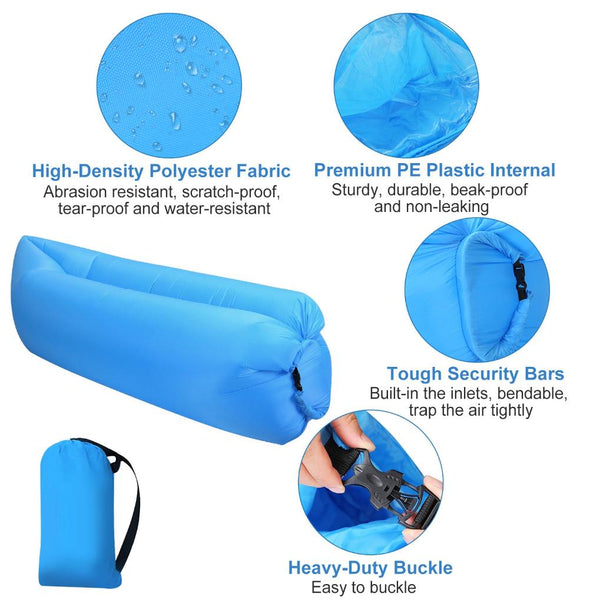 Inflatable Lounger Air Sofa Lazy Bed Sofa Portable Bag Water-Resistant Lake Beach Camping