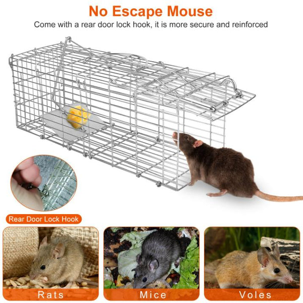 Foldable Rat Trap Cage Humane Live Rodent Trap Cage Metal Mice Mouse Control Bait Catch