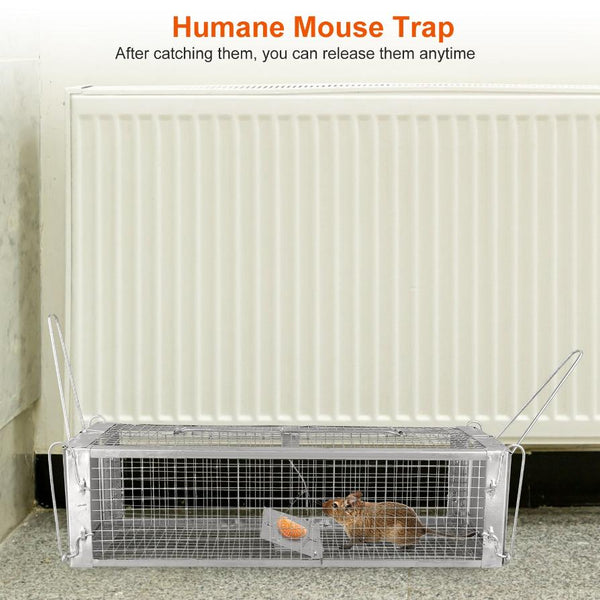 Humane Dual Door Rat Trap Cage Live Rodent Metal Mesh Mice Mouse Control