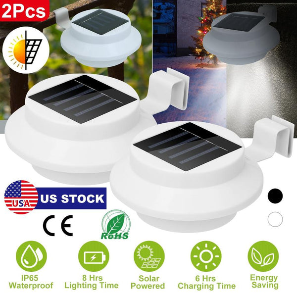 2 Pack Solar Powered Lights Outdoor Dusk to Dawn Sensor Security Lamps Wall Fence Yard