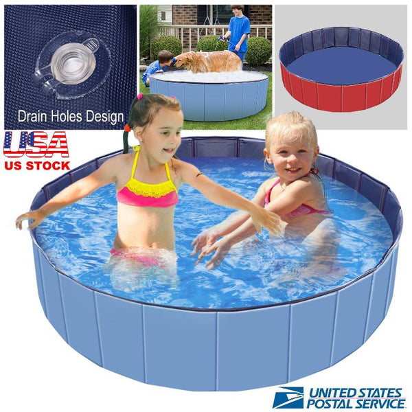 Foldable Pet Kiddie Baby Swimming Pool Dog Swim Bathing Tub Playmat Kids Pools 4 FT