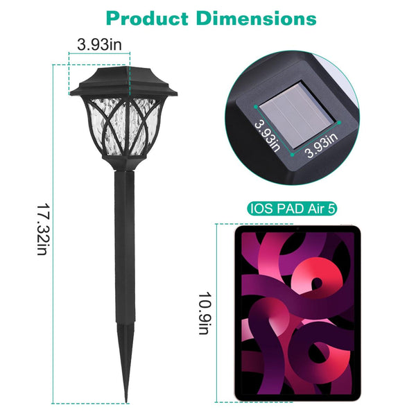 6 Pack Solar Powered Stake Light Decorative Landscape Lamps Waterproof Auto On/Off