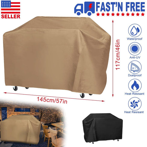 BBQ Grill Cover Weather Resistant Outdoor Barbeque UV Resistant Adjustable Straps 57-inch