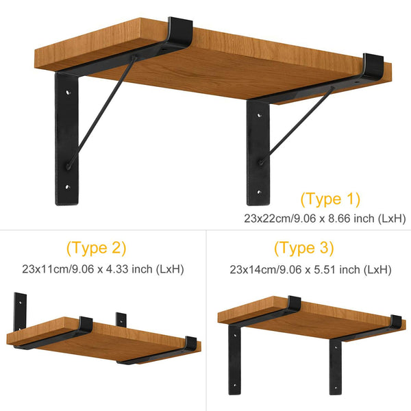 2 Pack Wall Mounted Shelf Bracket L-Shaped Metal Rack Support with Screws Set
