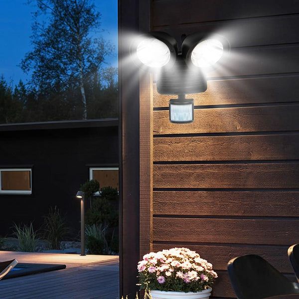 Outdoor Entryway Security Light Motion Sensor 360° Rotatable Dual Heads Solar Wall Light