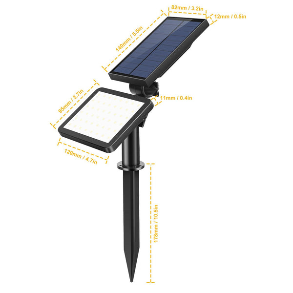 48 LEDs Solar Spotlight Outdoor Light Sensor Wall Lawn Garden Lamp Waterproof