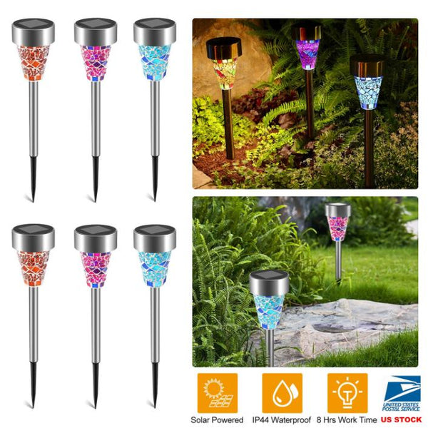 6 Pack Solar Garden Lights Outdoor Solar Pathway Lights Water-resistant Landscape Lights