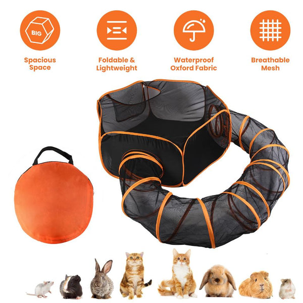 Pet Play Tent with Tunnel Pet Enclosure Playground Indoor Outdoor Dog Cat Rabbit