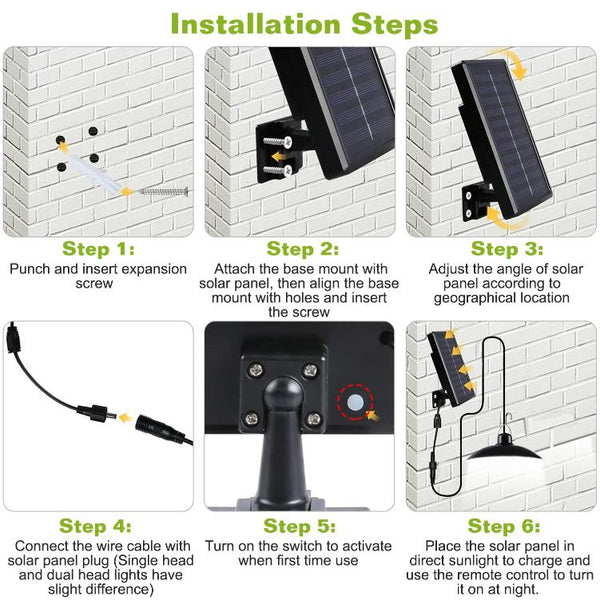 Solar Shed Light Pendant Lamp Dimmable Auto Off Sensor Hanging Lamp Patio Balcony