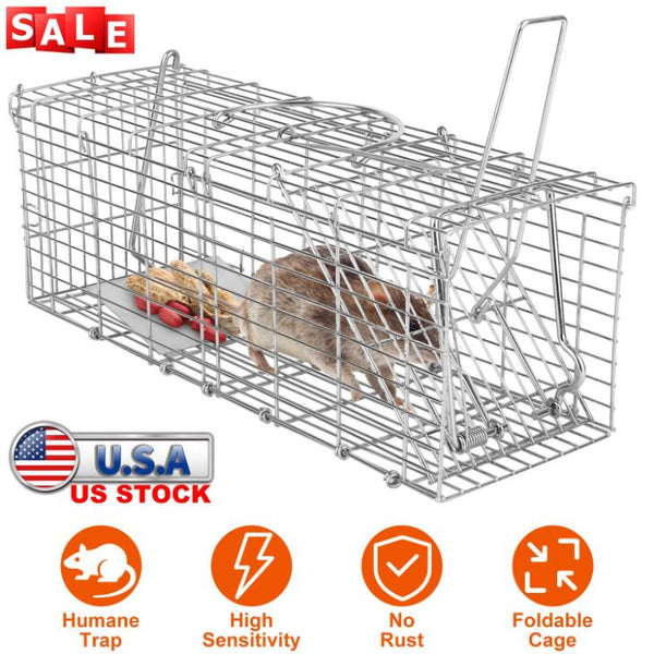 Foldable Rat Trap Cage Humane Live Rodent Trap Cage Metal Mice Mouse Control Bait Catch