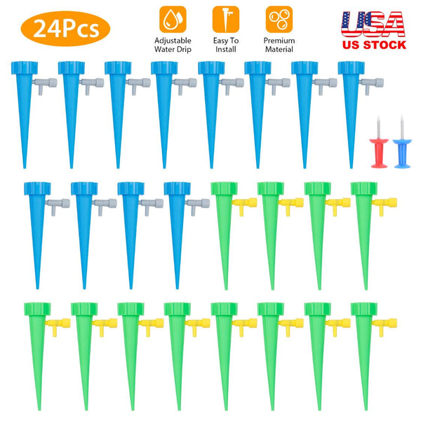 24Pcs Plant Watering Spikes Self Watering Devices Automatic Plant Waterer with Slow Release Control Valve For Outdoor Indoor Plant