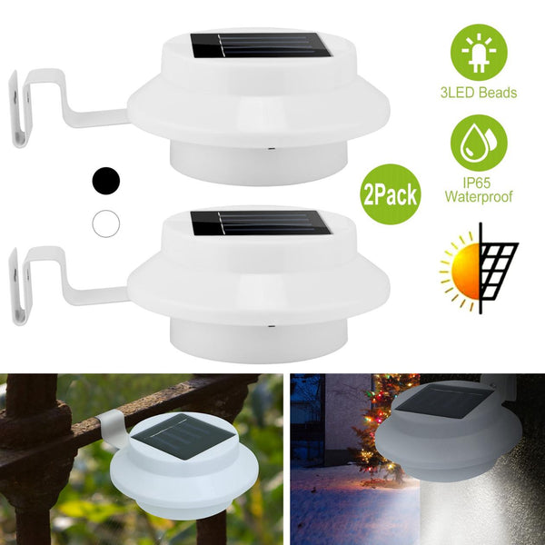 2 Pack Solar Powered Lights Outdoor Dusk to Dawn Sensor Security Lamps Wall Fence Yard