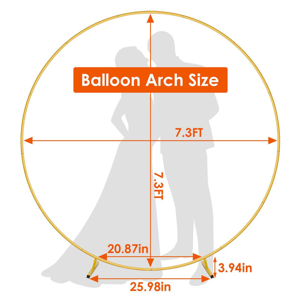 7.3FT Metal Round Arch Reusable Circle Backdrop Stand Wedding Party Arch Frame