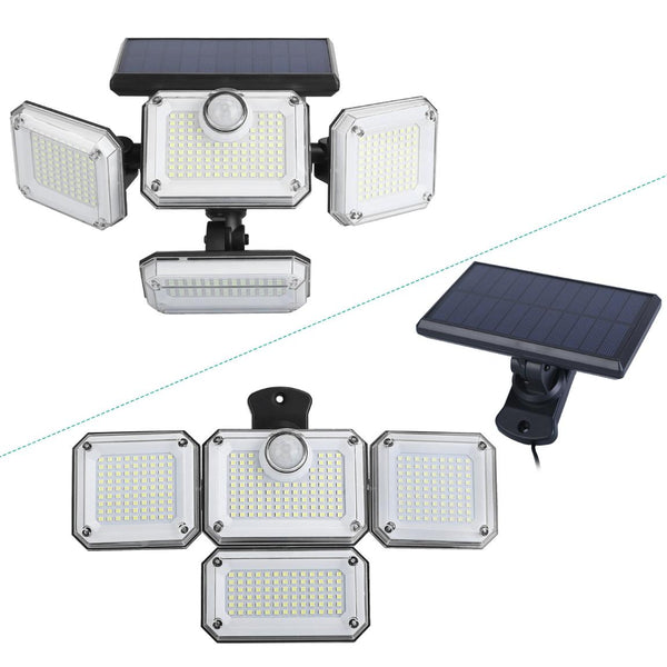 2 Pack Solar Powered Wall Lights IP44 Waterproof Motion Sensor Lamps Separate Solar Panel