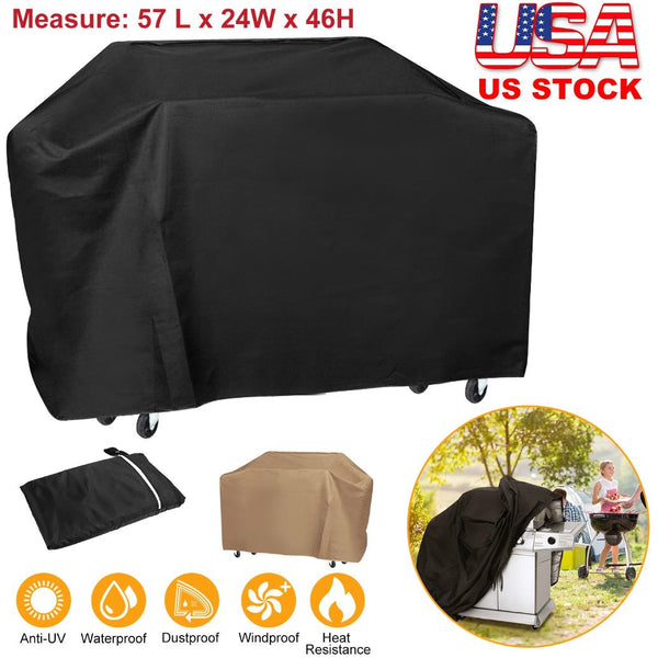 BBQ Grill Cover Weather Resistant Outdoor Barbeque UV Resistant Adjustable Straps 57-inch