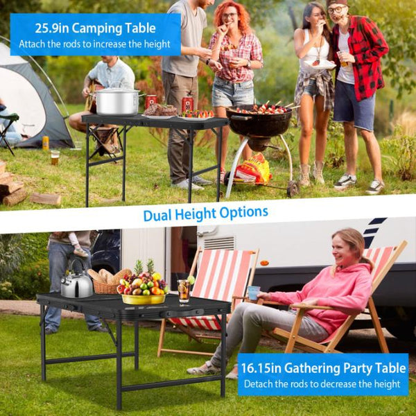 Foldable Camping Table Collapsible Picnic Aluminum Alloy Grill Stand 88LBS Max Load Height Adjustable BBQ Table