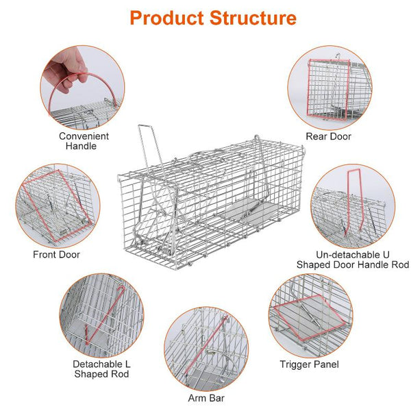 Foldable Rat Trap Cage Humane Live Rodent Trap Cage Metal Mice Mouse Control Bait Catch