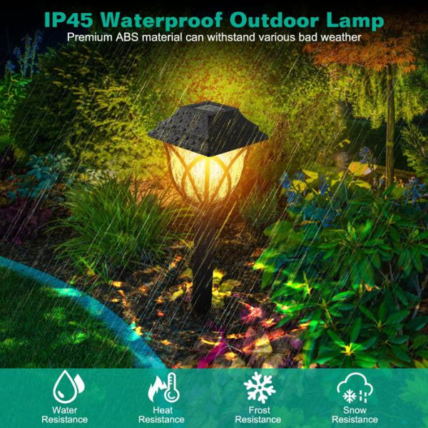 6 Pack Solar Powered Stake Light Decorative Landscape Lamps Waterproof Auto On/Off