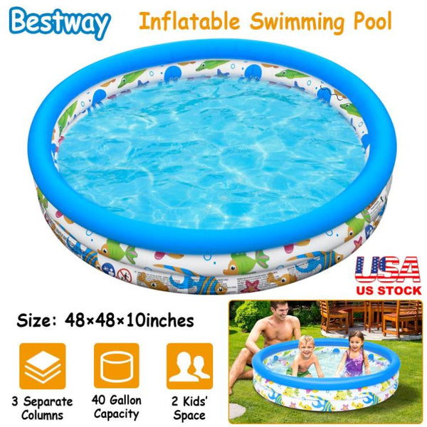 4 FT Diameter Small Inflatable Round Swimming Pool Blow Up For Kids Swim Ball Pool Center For Backyard Beach