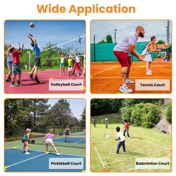 Pickle Ball Court Marking Boundary Kit T-Shaped L-Shaped Markers Lines Reusable